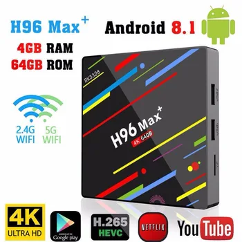 

4GB RAM 64GB ROM H96 MAX Plus Android 9.0 TV Box Set Top Box RK3328 Quad core 2.4G/5.0G WiFi Bluetooth LAN 4K Smart Media Player