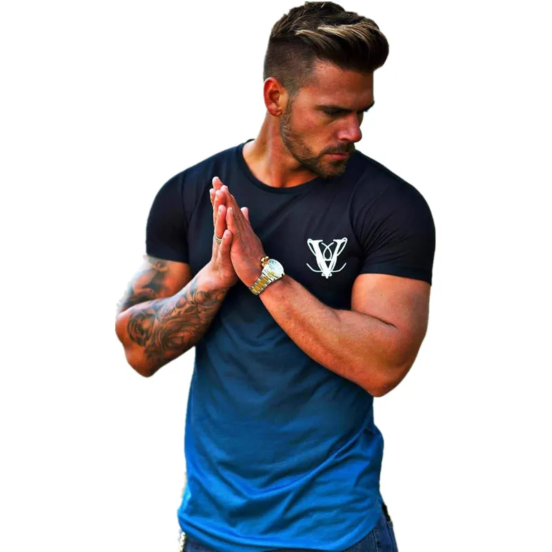 YEMEKE Fashion Gradient color T Shirt Men Fast compression Breathable Mens Short Sleeve Fitness t-shirt Gyms Tight Casual Top
YEMEKE Fashion Gradient color T Shirt Men Fast compression Breathable Mens Short Sleeve Fitness t-shirt Gyms Tight Casual Top
