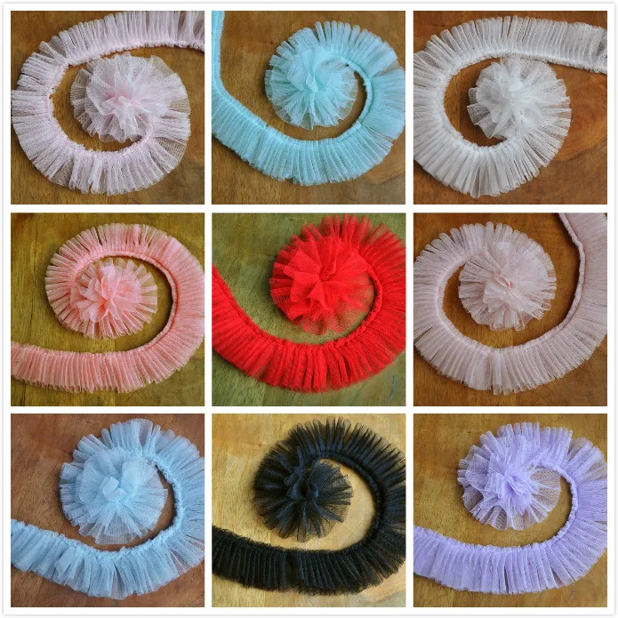 10 Yard/lot 10 Colors Net yarn folds lace trim dress hem 5cm wide skirt doll diy headdress lace fabric clothes accessories SM432
10 Yard/lot 10 Colors Net yarn folds lace trim dress hem 5cm wide skirt doll diy headdress lace fabric clothes accessories SM432