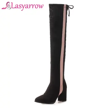 Lasyarrow Female Stretch Long Boots Chunky High Heels Pointed Toe Thigh High Long Boots Sexy Slim Lace Up Women's Shoes Size 46
Lasyarrow Female Stretch Long Boots Chunky High Heels Pointed Toe Thigh High Long Boots Sexy Slim Lace Up Women's Shoes Size 46