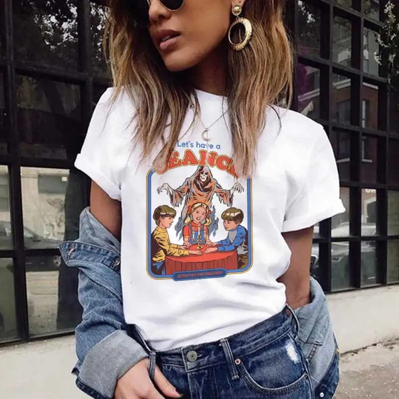 80s Ulzzang Kpop Tops Funny Vintage Tops 90s Vintage Graphic Tees Korean Style Female T Shirt Lets Have A Seance Printed Tshirt
80s Ulzzang Kpop Tops Funny Vintage Tops 90s Vintage Graphic Tees Korean Style Female T Shirt Lets Have A Seance Printed Tshirt