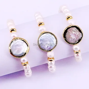 5Pcs New Arrival Gold Color Coin shape Natural Pearl Spacer with Handmade Pearl Beads Bracelet for Women
5Pcs New Arrival Gold Color Coin shape Natural Pearl Spacer with Handmade Pearl Beads Bracelet for Women