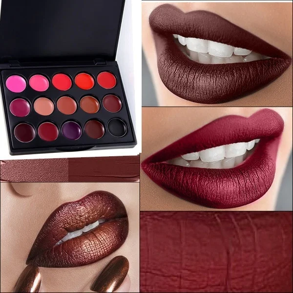 New Lipsticks Palette Waterproof Long Lasting Pigment Gothic Style Black Purple 15 Color Lip Makeup Palette
New Lipsticks Palette Waterproof Long Lasting Pigment Gothic Style Black Purple 15 Color Lip Makeup Palette