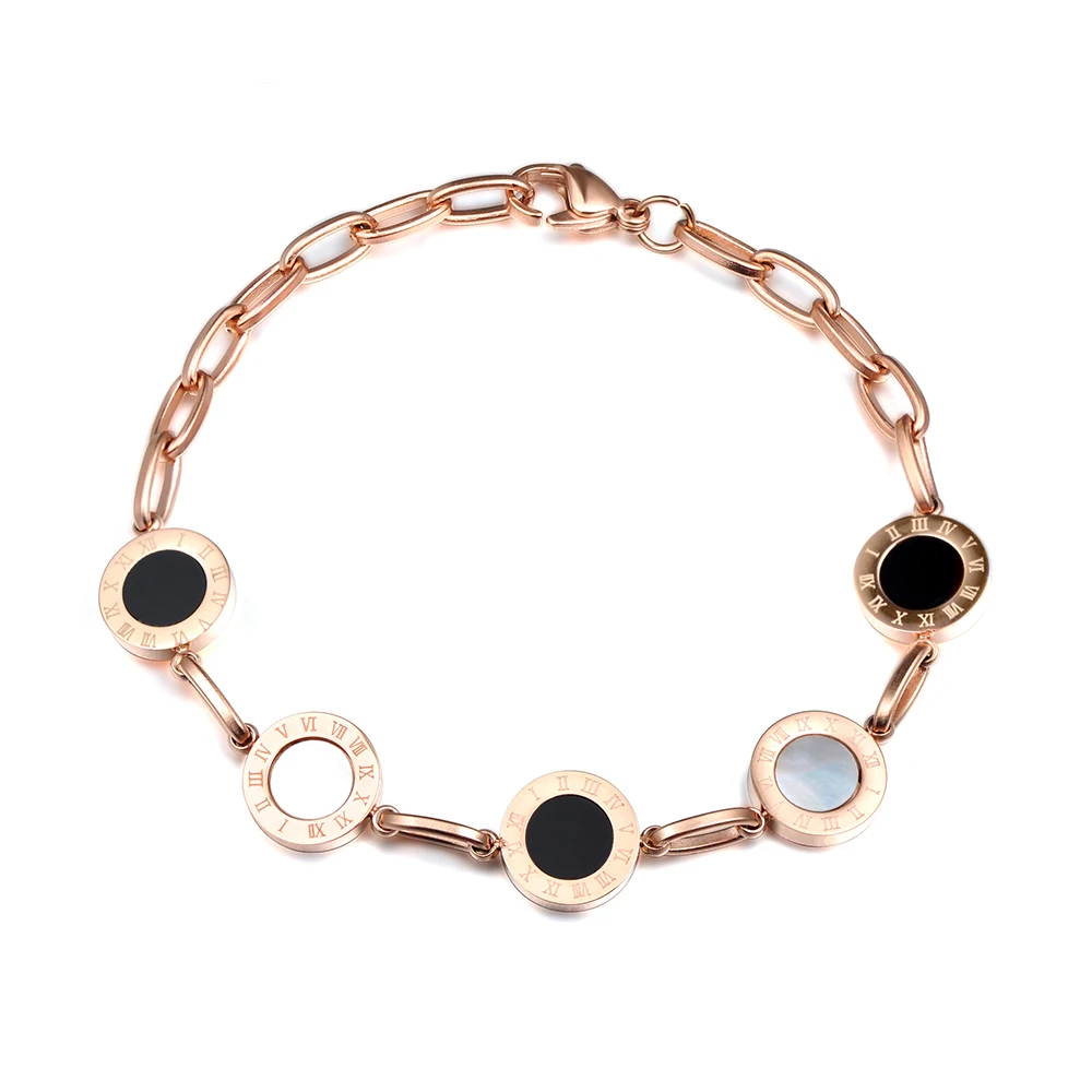 JeeMango Classic 5 Pcs Circle Roman Number Bracelets Stainless Steel Black Shell Lover Charm Wedding Bracelets & Bangles B17029
JeeMango Classic 5 Pcs Circle Roman Number Bracelets Stainless Steel Black Shell Lover Charm Wedding Bracelets & Bangles B17029