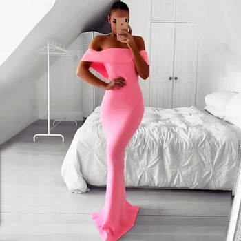 Summer Off the Shouler Slash Neck Elegant Maxi Dress Women Back Split Solid Party Night Club Robe Long Dresses Gown Vestidos
Summer Off the Shouler Slash Neck Elegant Maxi Dress Women Back Split Solid Party Night Club Robe Long Dresses Gown Vestidos