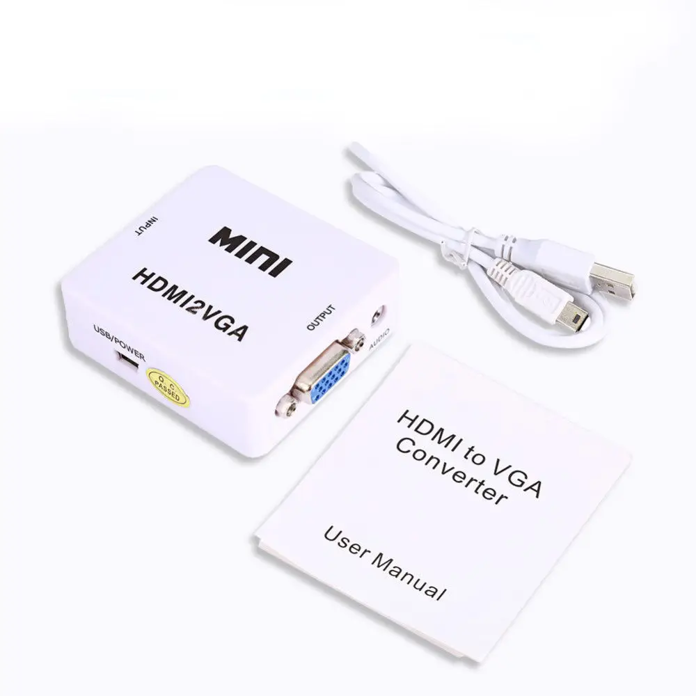 Mini Full 1080P HDMI-compatible to VGA Converter Audio HDMI2VGA 1920*1080@60Hz Adapter Connector For PC Laptop to HDTV Projector
Mini Full 1080P HDMI-compatible to VGA Converter Audio HDMI2VGA 1920*1080@60Hz Adapter Connector For PC Laptop to HDTV Projector