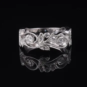 

High quality Authentic 925 Sterling Silver flower stone Rings with pave Simulated Diamond Wedding ring European Women gift style