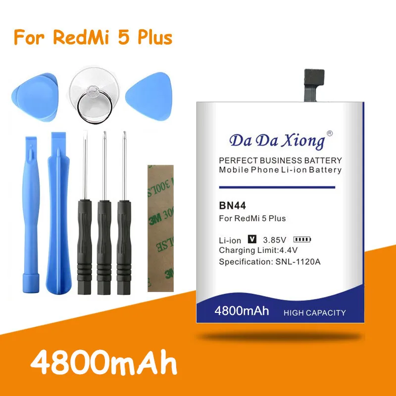 Free shipping BN44 Battery 4800mAh For Xiaomi Redmi 5 plus Battery Hongmi 5 Plus 5.99" Replacement batteries + free tools
Free shipping BN44 Battery 4800mAh For Xiaomi Redmi 5 plus Battery Hongmi 5 Plus 5.99" Replacement batteries + free tools