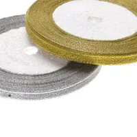 2018 25 Yards 6mm Fashion Silk Satin Ribbon DIY Party Home Wedding Decoration Gift Wrapping Gold/Silver Drop Shipping image