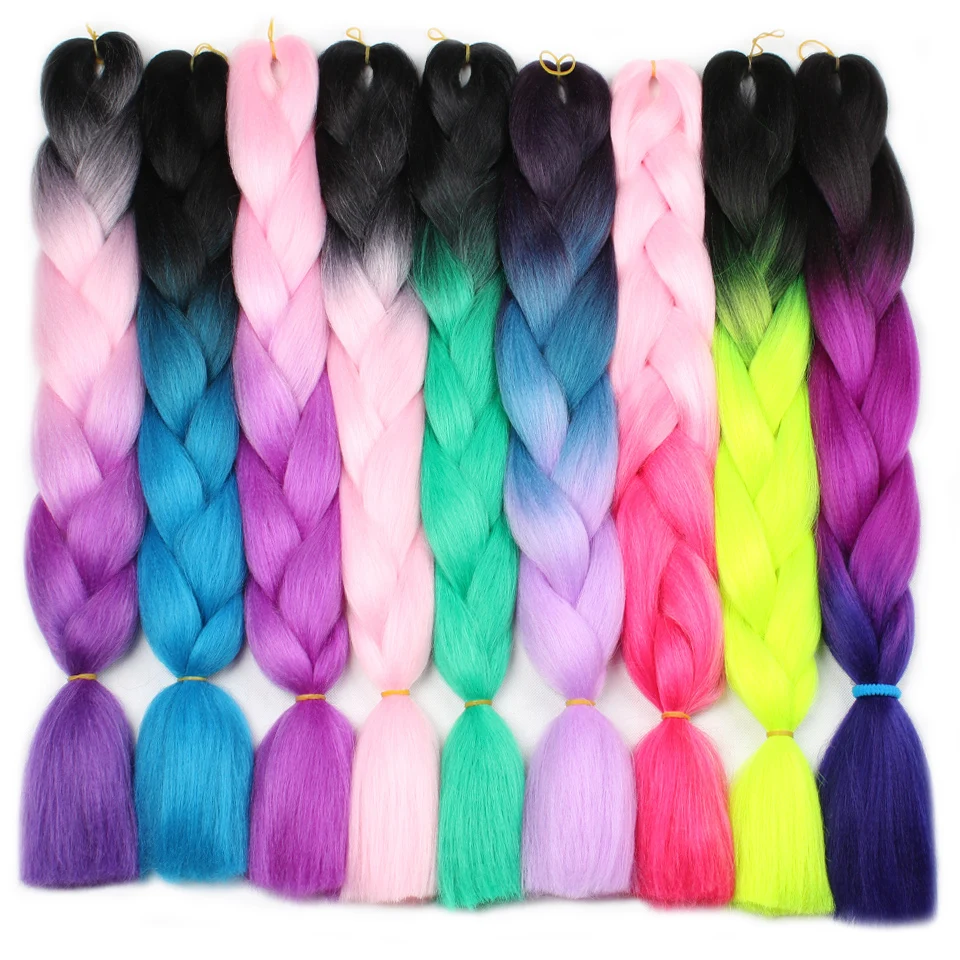 Leeven synthetic Black ombre braiding Hair Jumbo Braids Crochet Hair extention Blue Pink Purple Fiber 24'' 100g 1PCS
Leeven synthetic Black ombre braiding Hair Jumbo Braids Crochet Hair extention Blue Pink Purple Fiber 24'' 100g 1PCS
