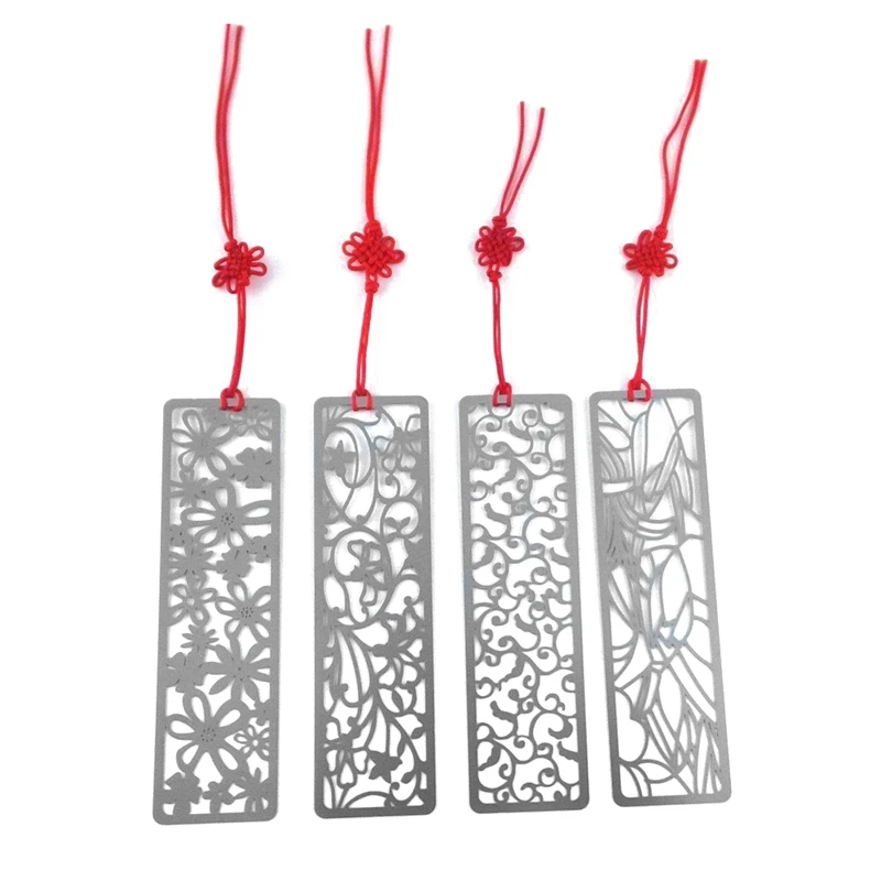 Pack of 4 Classical Hollow Out Flower Style Metal Bookmark with Red Knotting Strap
Pack of 4 Classical Hollow Out Flower Style Metal Bookmark with Red Knotting Strap