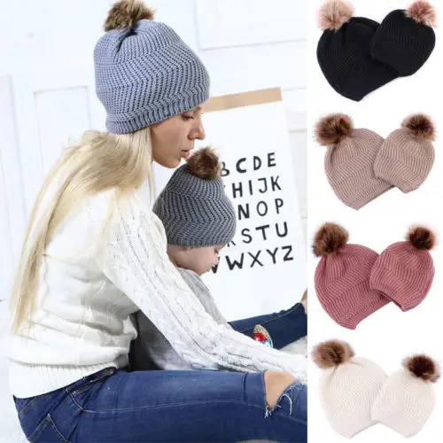 Baby Boys Girls Mom Kniting Matching Hat Solid Color Hairy Ball Winter Warm Hats Beanie Family Adorable Cap
Baby Boys Girls Mom Kniting Matching Hat Solid Color Hairy Ball Winter Warm Hats Beanie Family Adorable Cap