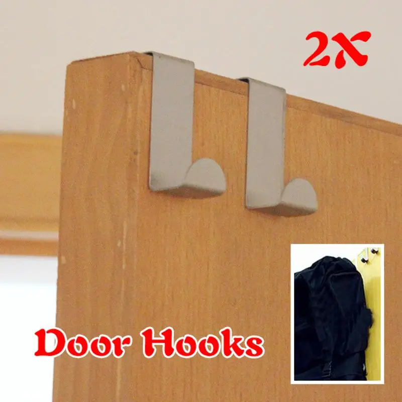 2pcs/set Stainless Steel Door Hooks Hanging Hanger Holder for Hanging Coat Cloth Food in kitchenStrong Organizer
2pcs/set Stainless Steel Door Hooks Hanging Hanger Holder for Hanging Coat Cloth Food in kitchenStrong Organizer