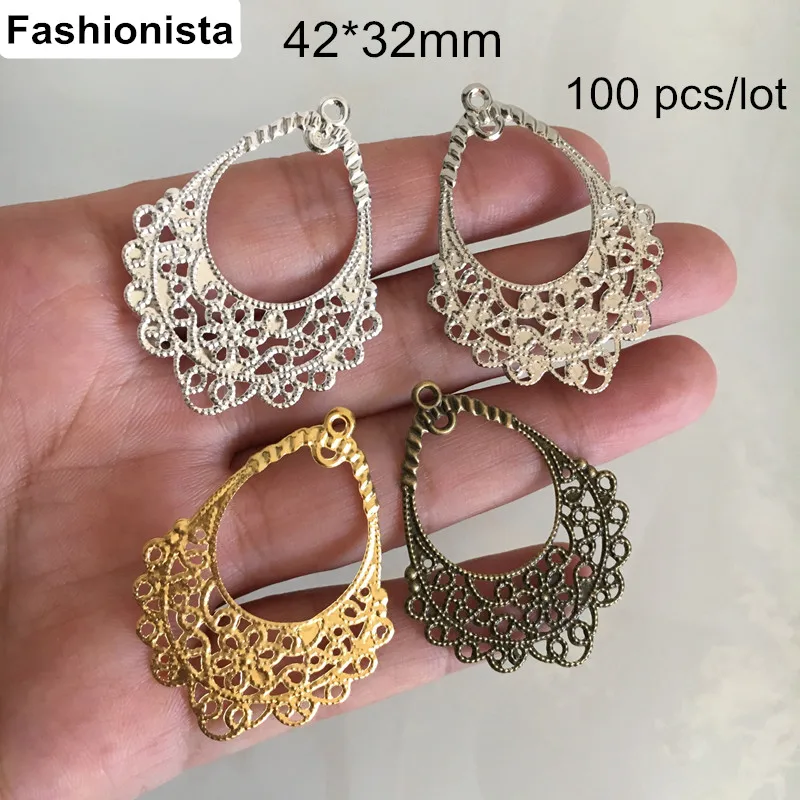 100 pcs Metal Stamping Crafted Filigree Earrings Connectors 42*32mm Gold-color / Silver-color / Steel / Bronze,DIY Findings
100 pcs Metal Stamping Crafted Filigree Earrings Connectors 42*32mm Gold-color / Silver-color / Steel / Bronze,DIY Findings