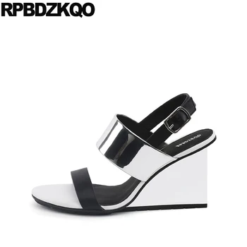 Summer Open Toe Strap Genuine Leather High Heels Silver Sandals Designer Shoes Women Luxury 2018 Slingback Pumps Ladies Wedge
Summer Open Toe Strap Genuine Leather High Heels Silver Sandals Designer Shoes Women Luxury 2018 Slingback Pumps Ladies Wedge