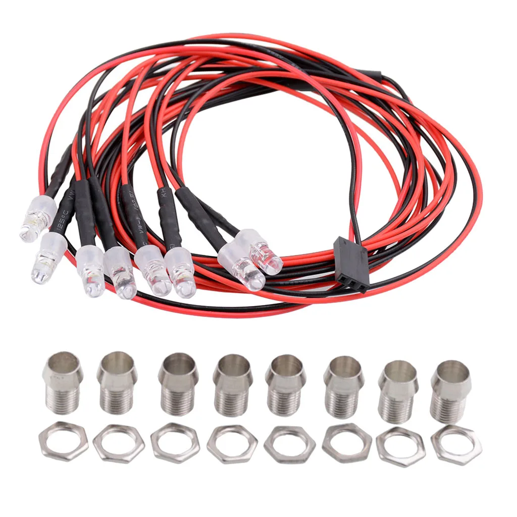 8 LED Light Kit Headlights Taillight White Yellow Red for 1/5 1/8 1/10 1/12 1/16 RC DIY Parts