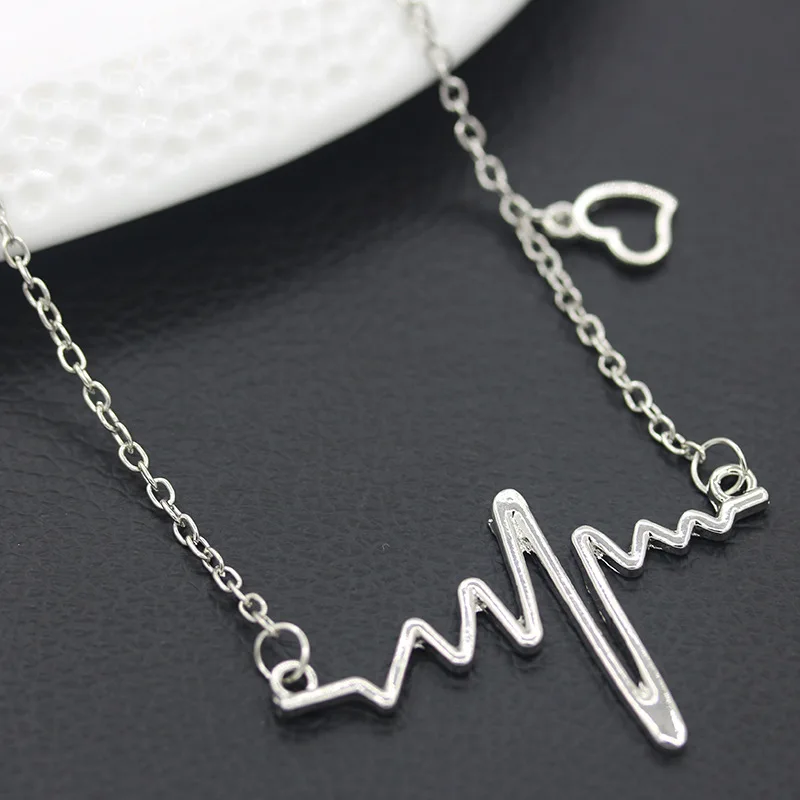 Ожерелья с ЭКГ и сердцебиением чокер до ключиц для женщин мужчин цепочка из