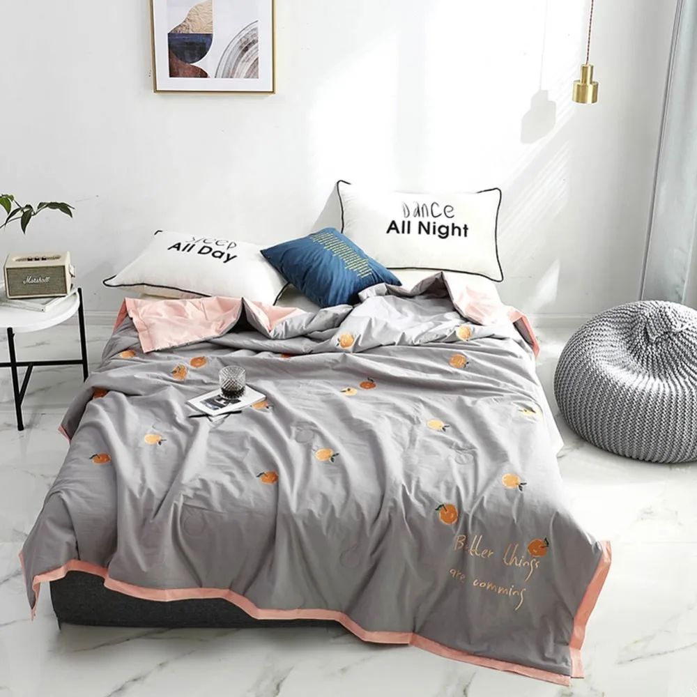 2019 Grey Orange Brief Thin Summer Quilt Air-condition Embroidery Comforter Washed Cotton Fabric Polyester Queen Size
2019 Grey Orange Brief Thin Summer Quilt Air-condition Embroidery Comforter Washed Cotton Fabric Polyester Queen Size