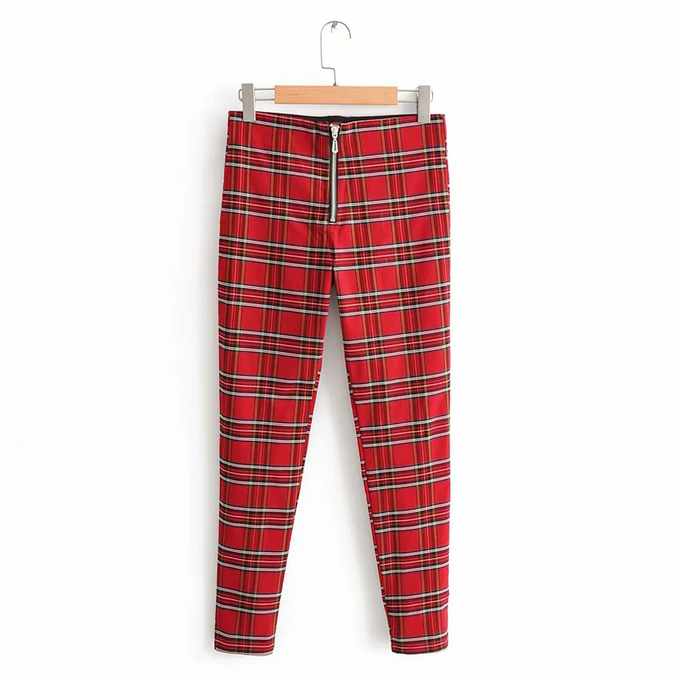 Women Fashion Plaid Pants 2019 Summer High elasticity Fake Zippers Pencil Pants Female Tight Casual Red Pants Trousers Buttom
Women Fashion Plaid Pants 2019 Summer High elasticity Fake Zippers Pencil Pants Female Tight Casual Red Pants Trousers Buttom