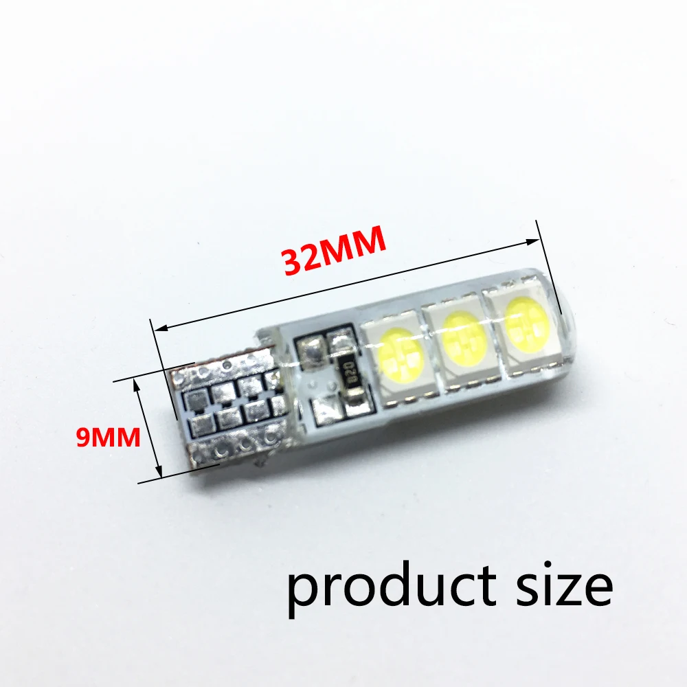 10 шт. T10 W5W светодиодный SMD Светодиодная силиконовая оболочка купольная лампа для