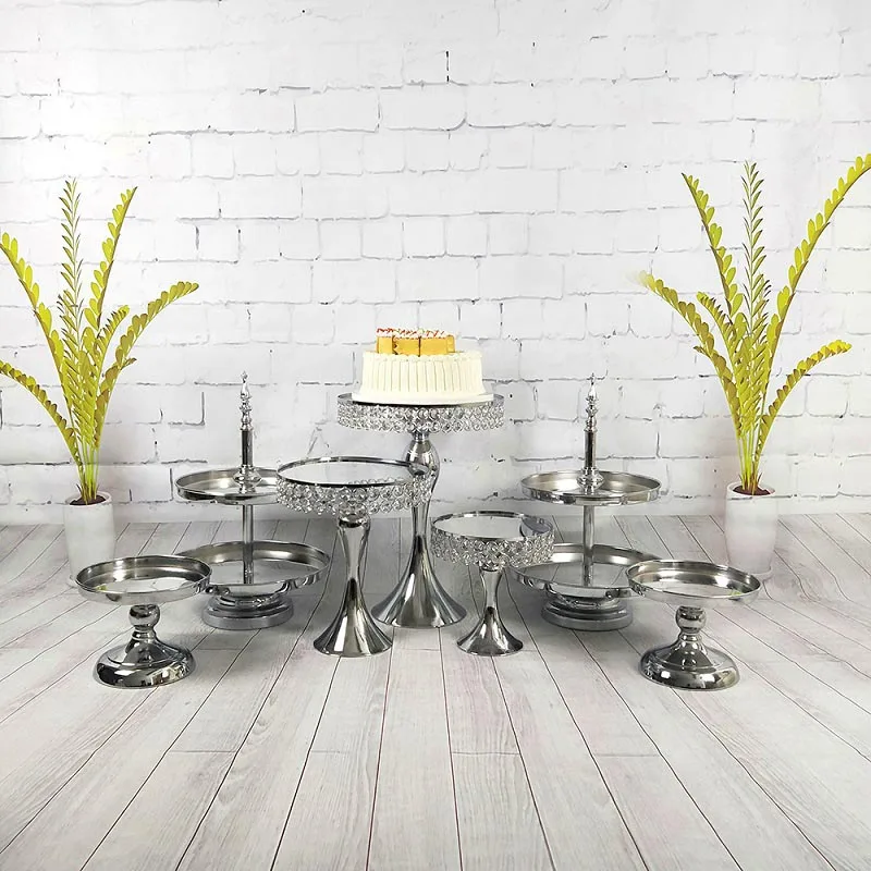 7-11pcs/set crystal wedding cake holder tray mirror silver cake stand
7-11pcs/set crystal wedding cake holder tray mirror silver cake stand