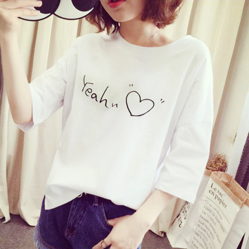 Zuolunouba New Casual Short Sleeve Summer Tees Tops Letter Harajuku Yeah Love Print O-neck Cotton White T-shirts Women
Zuolunouba New Casual Short Sleeve Summer Tees Tops Letter Harajuku Yeah Love Print O-neck Cotton White T-shirts Women