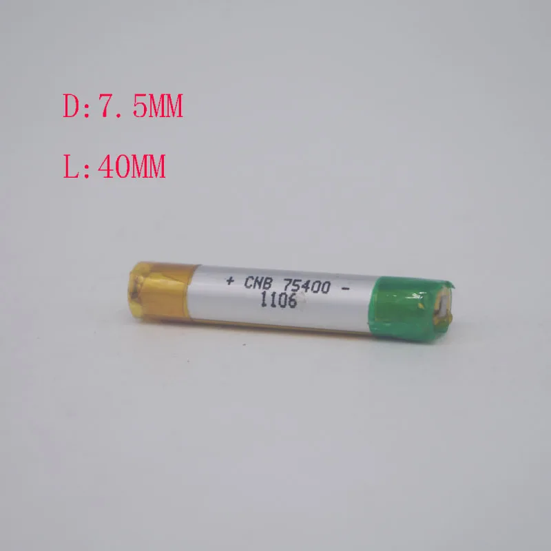 3.7 V Polymer Lithium Battery e-Cigarette 75400 Cylinder Battery 140mAh E-Cigarette Lithium Battery
3.7 V Polymer Lithium Battery e-Cigarette 75400 Cylinder Battery 140mAh E-Cigarette Lithium Battery