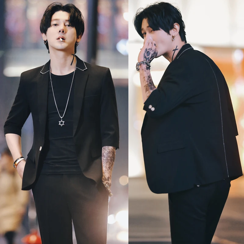 custom Summer British Leisure Seven-Sleeve Suit Men's Korean Edition Morality Trend Seven-Sleeve Small Suit Two-piece Suit
custom Summer British Leisure Seven-Sleeve Suit Men's Korean Edition Morality Trend Seven-Sleeve Small Suit Two-piece Suit