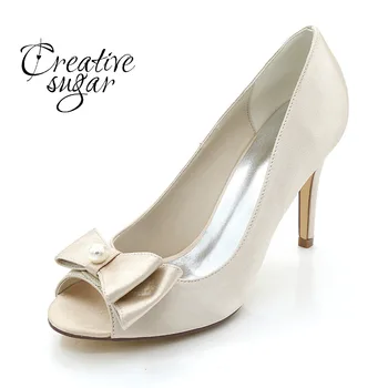 Creativesugar pearl bowtie bow open toe lady satin evening dress shoes elegant bridal wedding cocktail women heels slip on high
Creativesugar pearl bowtie bow open toe lady satin evening dress shoes elegant bridal wedding cocktail women heels slip on high