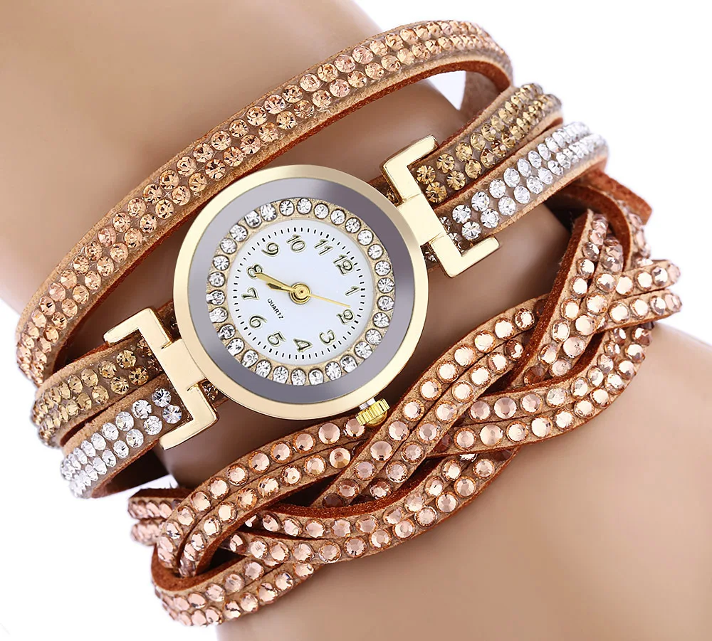 Fashion women Watches Bracelet Crystal Leather Watch Hour Clock Display Digital Analog Quartz Watch Stainless steel dial
Fashion women Watches Bracelet Crystal Leather Watch Hour Clock Display Digital Analog Quartz Watch Stainless steel dial