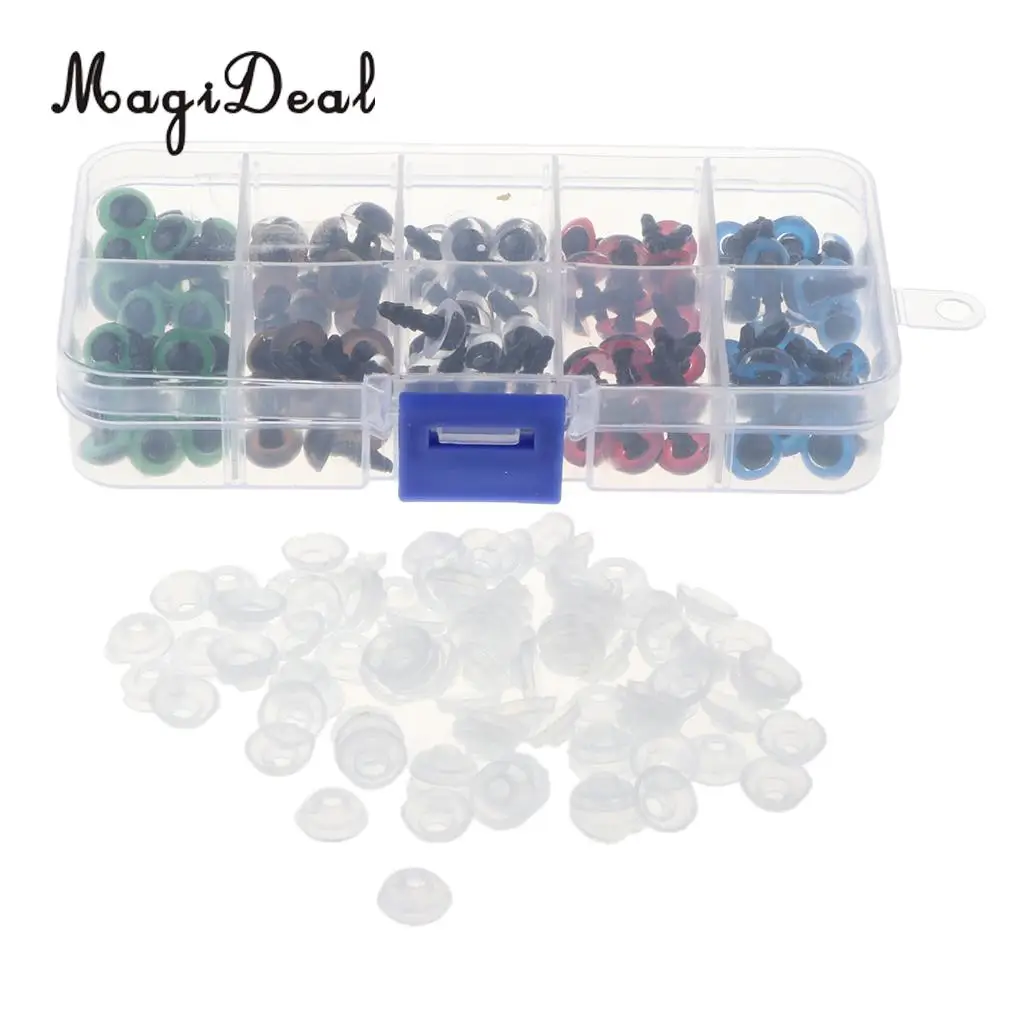 100 Piece Multi-Color Glass Eyes W/ Washers Kits For Doll DIY Making 8mm/10mm/12mm