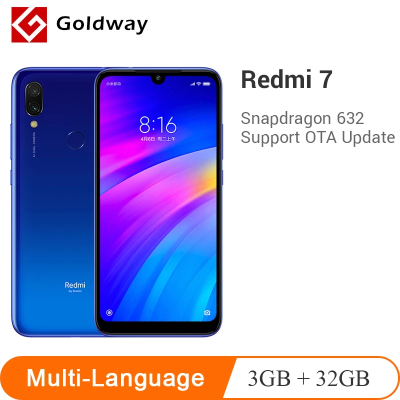 Global ROM Xiaomi Redmi 7 3GB 32GB Smartphone Snapdragon 632 Octa Core 6.26" Full Screen 12MP 4000mAh Battery Multi-Language
Global ROM Xiaomi Redmi 7 3GB 32GB Smartphone Snapdragon 632 Octa Core 6.26" Full Screen 12MP 4000mAh Battery Multi-Language