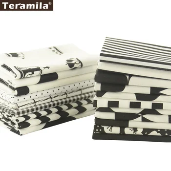 

Teramila Cotton Fabric Quilting Charm Packs Fat Quarter Meter 20 Designs Black And White Color Sewing Textile Clothing Tissue