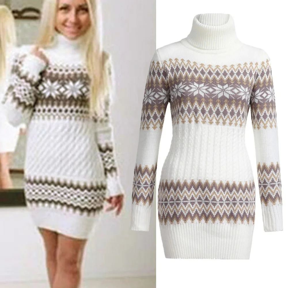 Winter sweater mini dress Women's Christmas Snowflake Printed Long Sleeve Daily Turtleneck Sweater Dress Casual women's clothing
Winter sweater mini dress Women's Christmas Snowflake Printed Long Sleeve Daily Turtleneck Sweater Dress Casual women's clothing