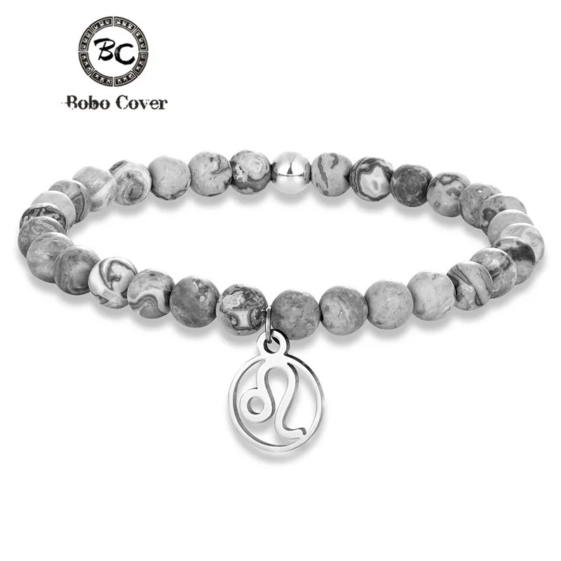 Gray 12 Zodiac Natural Stone 6mm Beads Charm Bracelets Men Constellations stainless steel Accessories Mala Yoga Bracelet homme
Gray 12 Zodiac Natural Stone 6mm Beads Charm Bracelets Men Constellations stainless steel Accessories Mala Yoga Bracelet homme