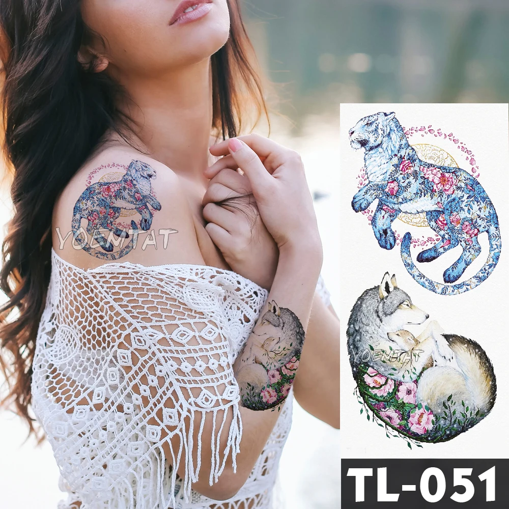 Water Transfer Flower around blue tiger Temporary Tattoo Sticker Forest wolf Pattern Waterproof Fake Flash Tattoo for men women
Water Transfer Flower around blue tiger Temporary Tattoo Sticker Forest wolf Pattern Waterproof Fake Flash Tattoo for men women