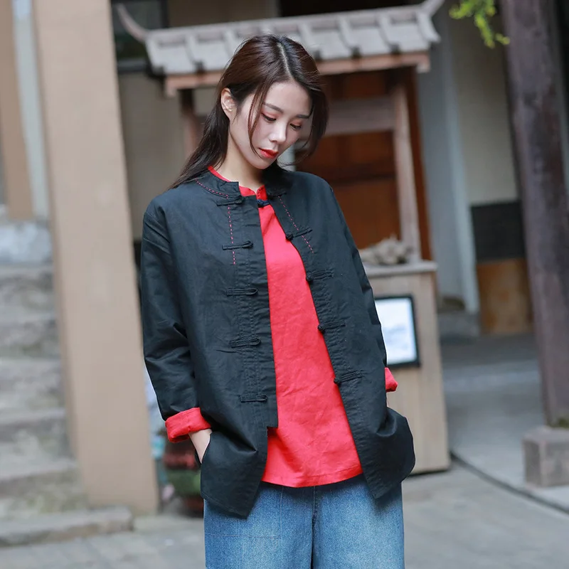 Johnature Women Black Shirts Stand Long Sleeve Chinese Style Blouses 2019 Spring New Embroidery Button 3 Color Tops Women Shirts
Johnature Women Black Shirts Stand Long Sleeve Chinese Style Blouses 2019 Spring New Embroidery Button 3 Color Tops Women Shirts