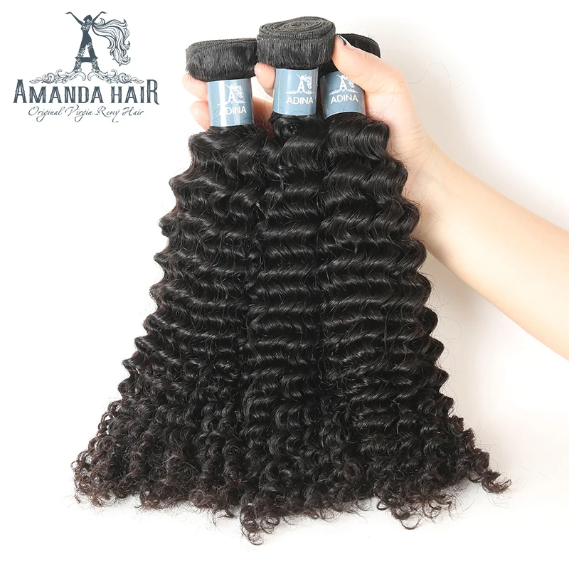 Amanda Peruvian Kinky Curly Virgin Human Hair 4 Bundles Natural Color For Salon Longest PCT 15% Extension | Шиньоны и парики