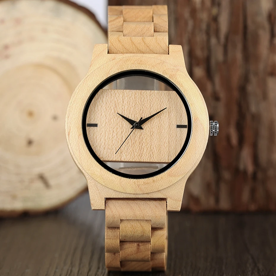YISUYA Mens Women Natural Wood Watches Full Wooden Bamboo Wristwatch Fashion Hollow Dial Design Quartz Novel Handmade Clock Gift 2017 (16)