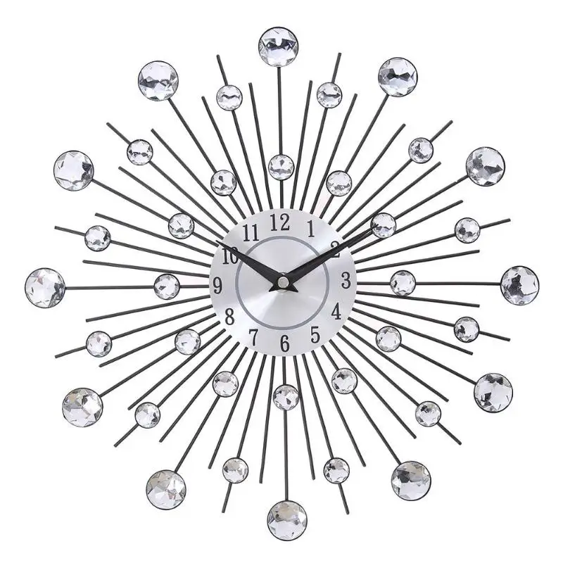 Mirror Sun Silver Wall Clocks Modern Design Metal Home Decor Di Y