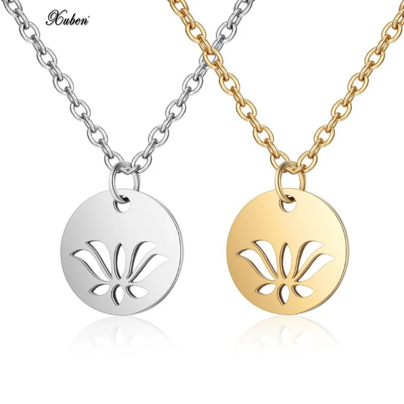 XUBEN Stainless Steel Hollow Women Lotus Flower Necklace Girl Neck Tribal Pendant Simple Adjustable silver gold Chain Jewelry 
XUBEN Stainless Steel Hollow Women Lotus Flower Necklace Girl Neck Tribal Pendant Simple Adjustable silver gold Chain Jewelry