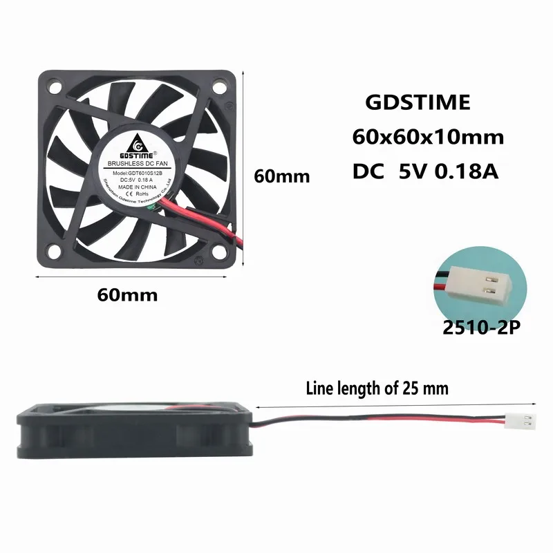 1 шт., Gdstime DC 5 В 2510, 2-контактный разъем 60x60x10 мм, чехол для ПК, охлаждающий бесколлекторный Вентилятор 60 мм x 10 мм, 6 см 6010
1 шт., Gdstime DC 5 В 2510, 2-контактный разъем 60x60x10 мм, чехол для ПК, охлаждающий бесколлекторный Вентилятор 60 мм x 10 мм, 6 см 6010