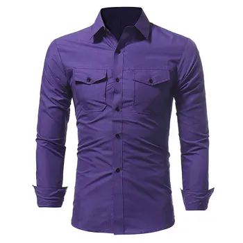 2017 New Army green purple Solid Double Pockets Shirts clothing Mens Dress Shirts Long sleeve Slim Fit Casual Chemise homme 
2017 New Army green purple Solid Double Pockets Shirts clothing Mens Dress Shirts Long sleeve Slim Fit Casual Chemise homme
