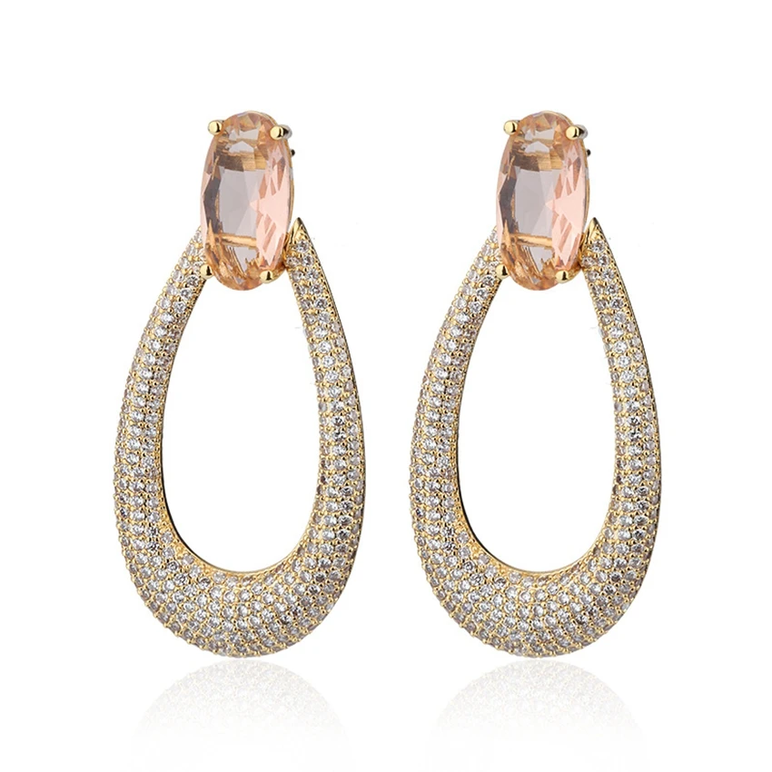 Wedding Jewelry Shiny Big Gold Earrings Copper AAA Cubic Zirconia Crystal Dangle/Drop Earrings for Women
Wedding Jewelry Shiny Big Gold Earrings Copper AAA Cubic Zirconia Crystal Dangle/Drop Earrings for Women