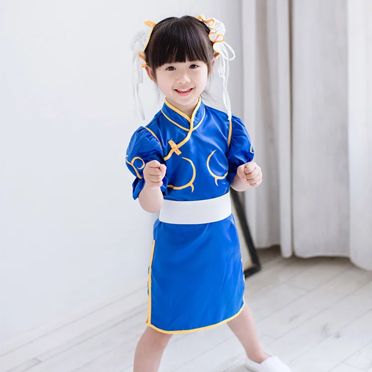 lema bruja bronce Street Fighter Chun Li Chunli Blue Dress Outfit Cosplay Costume custom –  fortunecosplay