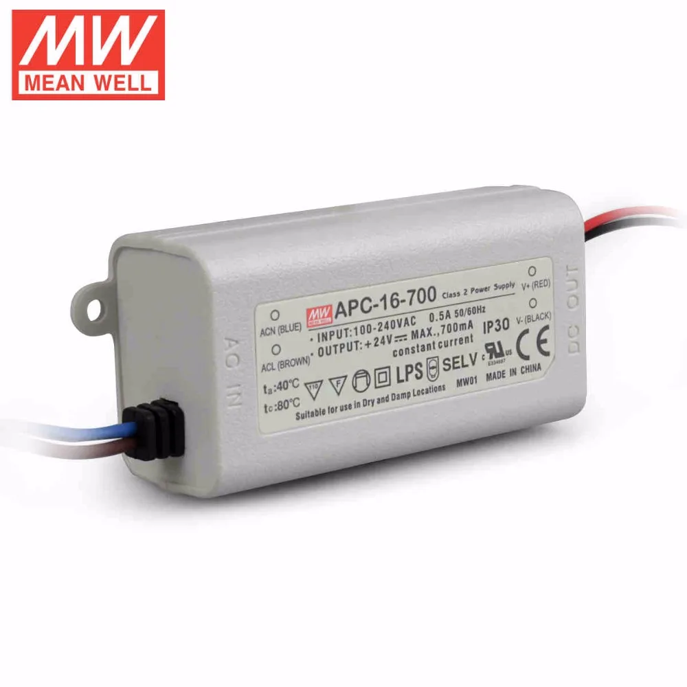 Mean Well APC-16-700 16 Вт 9-24 В 700мА светодиодный водонепроницаемый драйвер Один выход