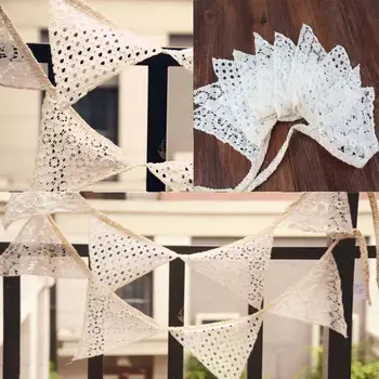 10Pcs/lot Vintage 2.1M White Cotton Lace 10 Flags Bunting Pennant Banner for Wedding Holiday Party Celebration Decoration
10Pcs/lot Vintage 2.1M White Cotton Lace 10 Flags Bunting Pennant Banner for Wedding Holiday Party Celebration Decoration