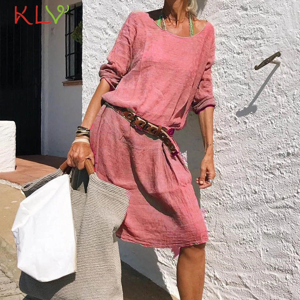 Dress Women Elegant Cotton Solid Color Long Sleeve Dress Casual Loose Party Night 2019 PlusSize Vestidos Robe Femme Clothes 19Jl
Dress Women Elegant Cotton Solid Color Long Sleeve Dress Casual Loose Party Night 2019 PlusSize Vestidos Robe Femme Clothes 19Jl