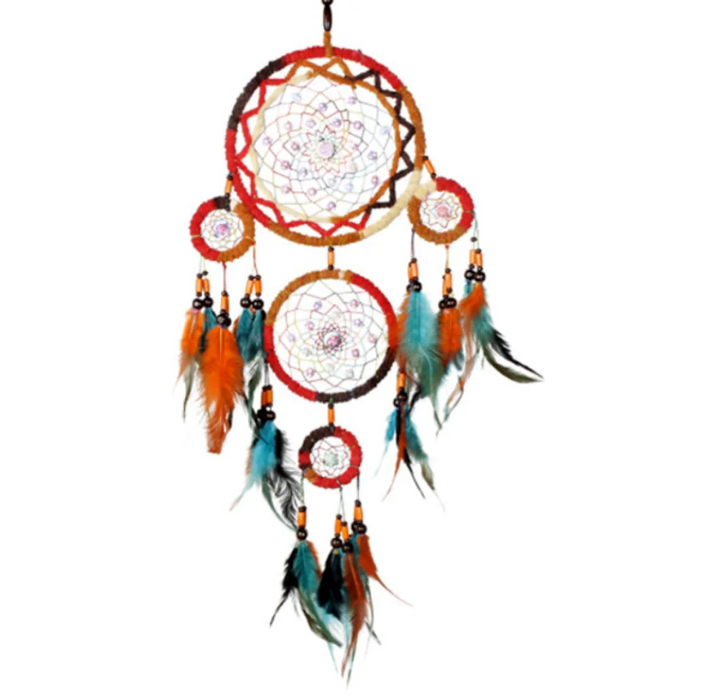 

New Feather Wind Chimes Handmade Indian Dream Catcher Net With Feathers Wall Hanging Dreamcatcher Craft Gift Home Decoration