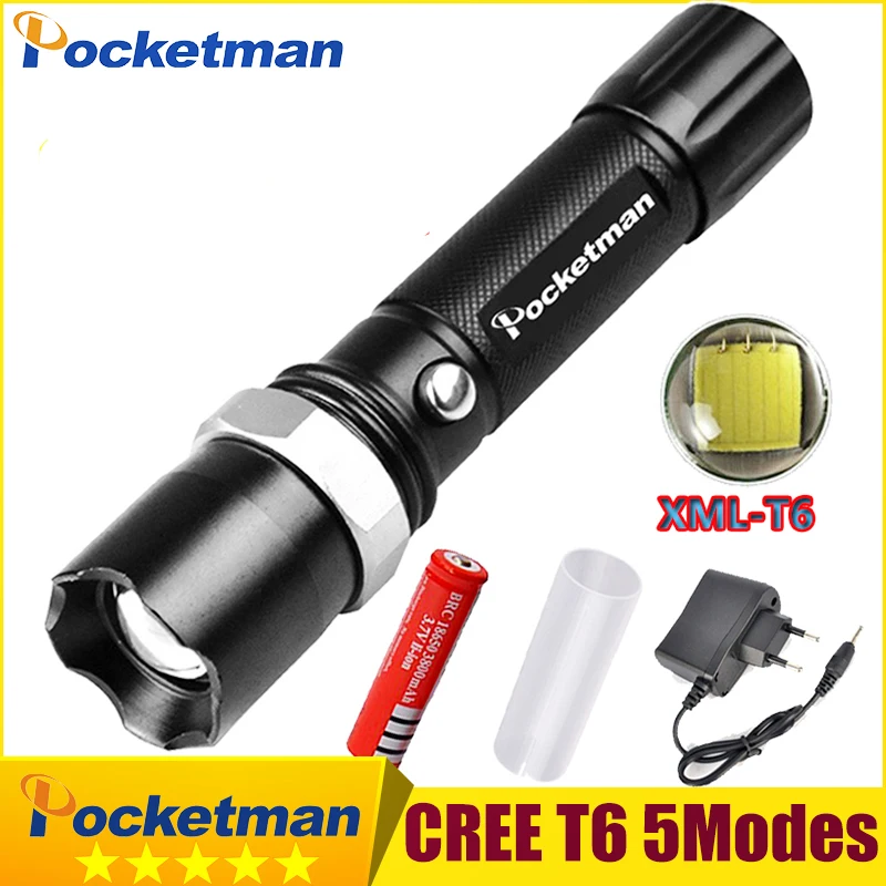 XM-L T6 Led Flashlight 3800Lumens Led Torch Zoomable Waterproof Tactical Flashlight lanterna for 1x18650 Camping Hiking z92
XM-L T6 Led Flashlight 3800Lumens Led Torch Zoomable Waterproof Tactical Flashlight lanterna for 1x18650 Camping Hiking z92
